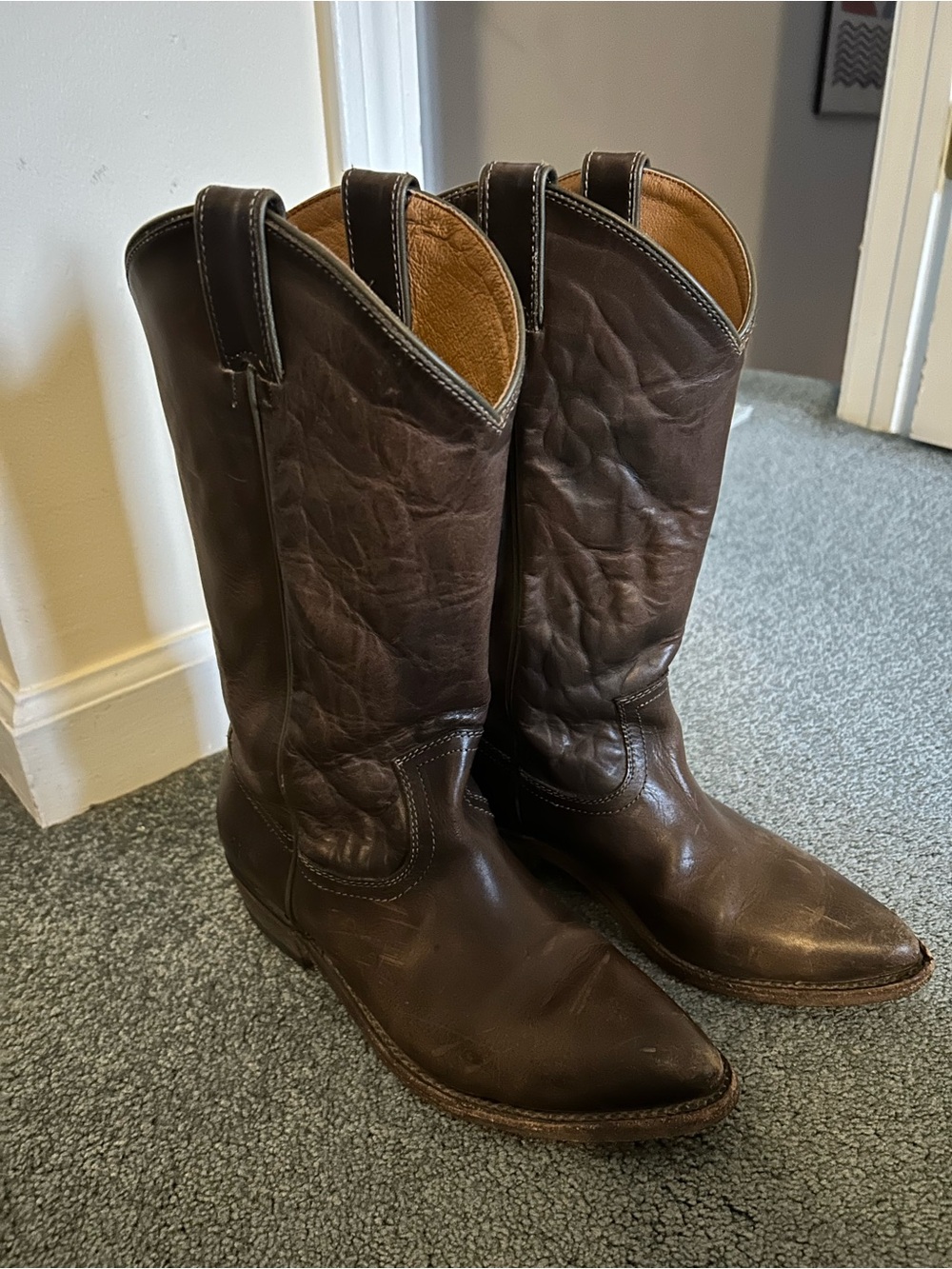 Frye Dark Brown Leather Western Boots